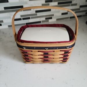 Woven Basket with Red and Black Accents